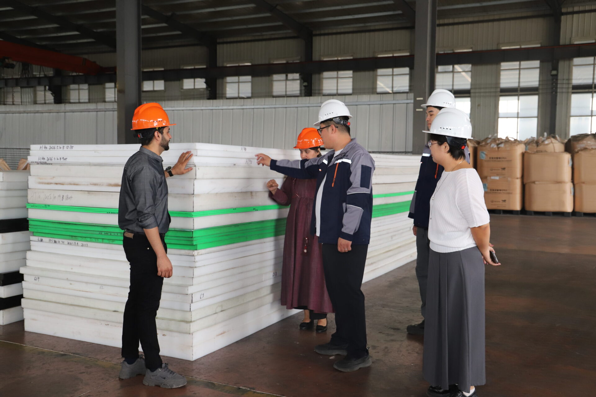 Customer factory visit and engineering plastic sheet inspection