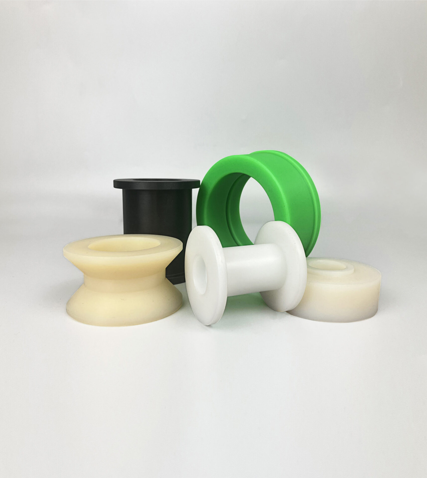 Custom machined nylon pulleys and guide wheels