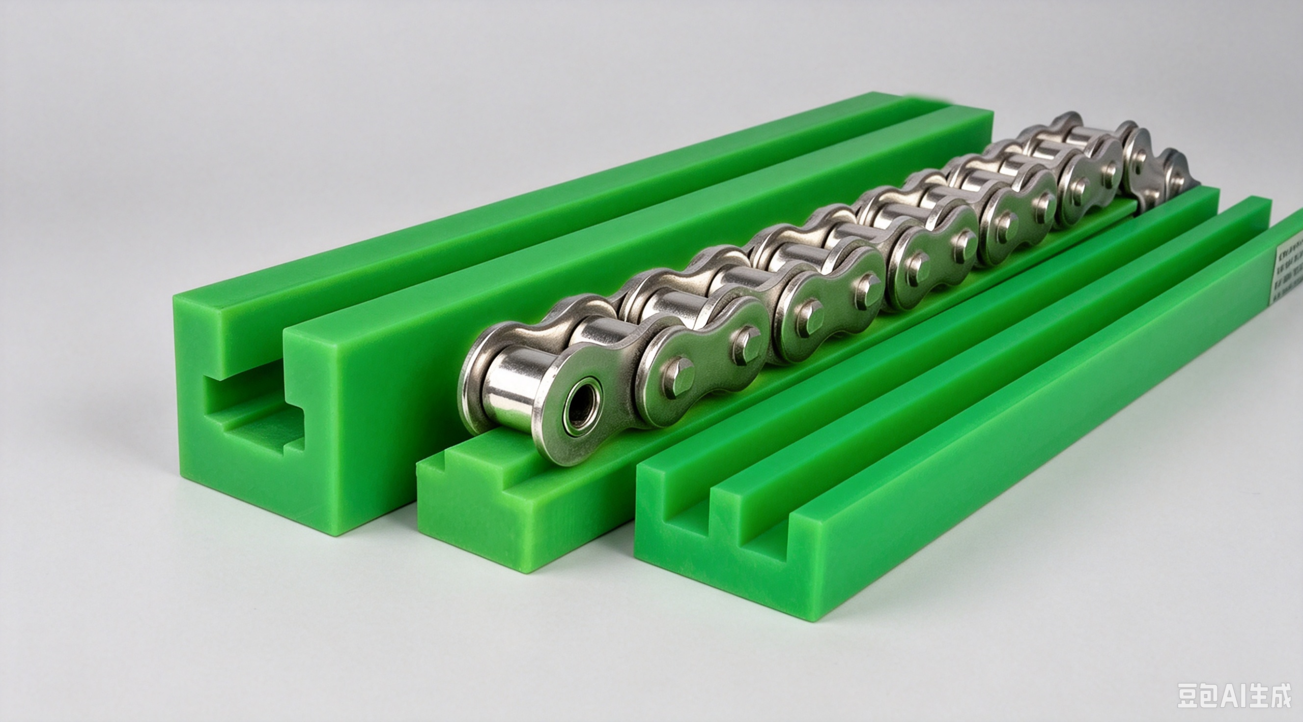 Plastic conveyor chain rail guides