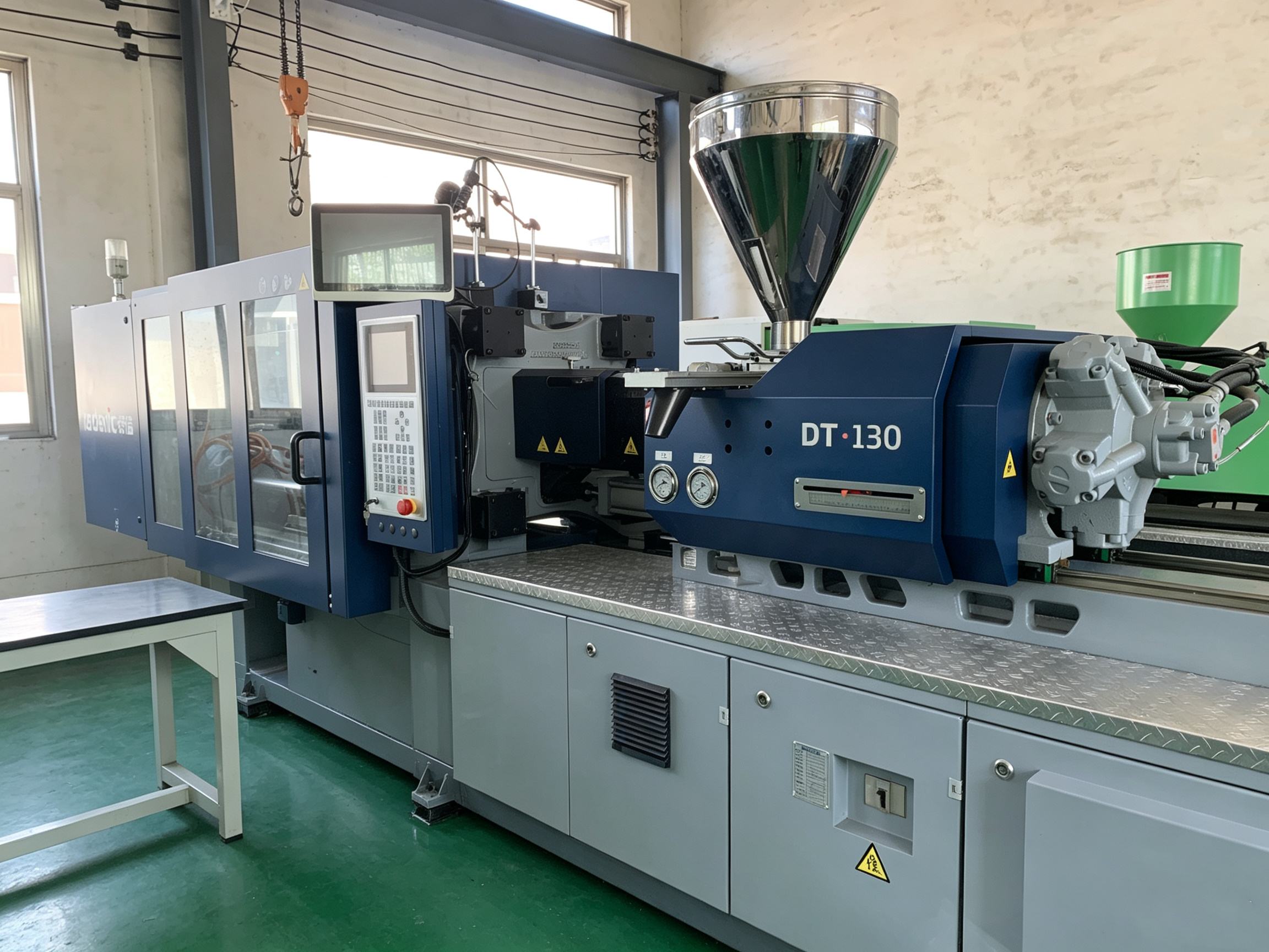 Injection molding machine in production workshop