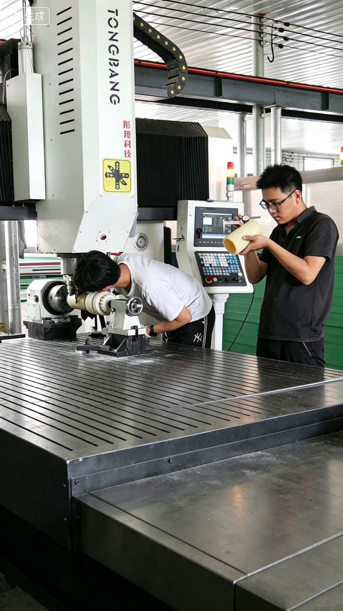 Dimensional inspection of a machined plastic workpiece